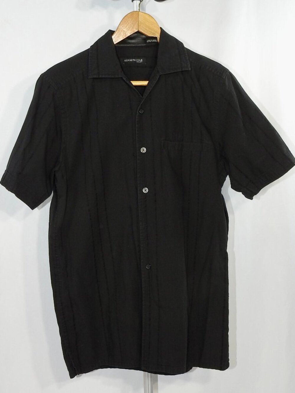 Kenneth Cole Mens Sz Small Black Button Down Shirt 100% Cotton